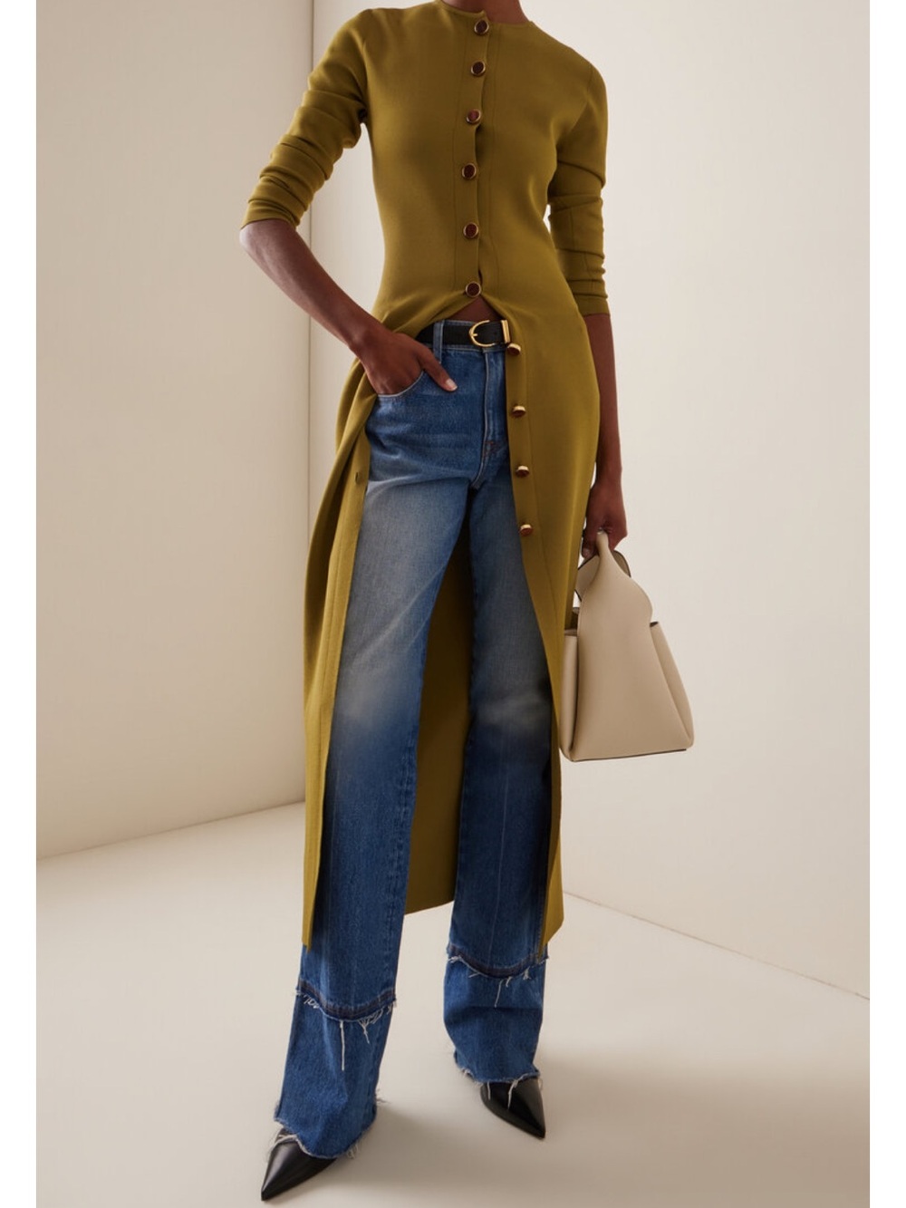 New Brandon Maxwell The Emm Jersey Cardigan Midi Dress